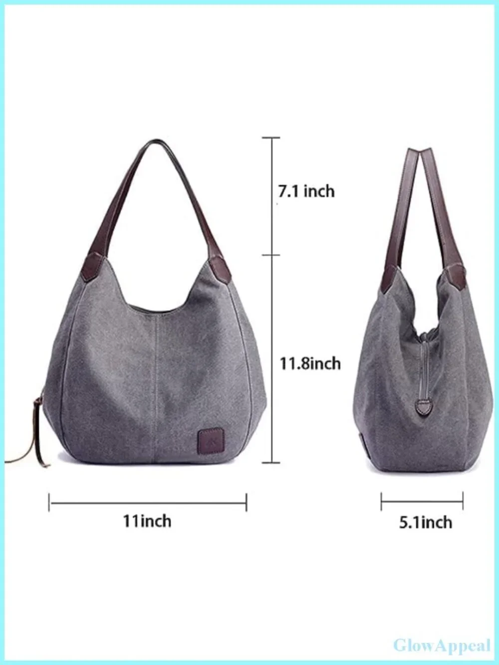 Women's Canvas Hobo Purse Multi Pocket Handbags Shoulder Bags Totes